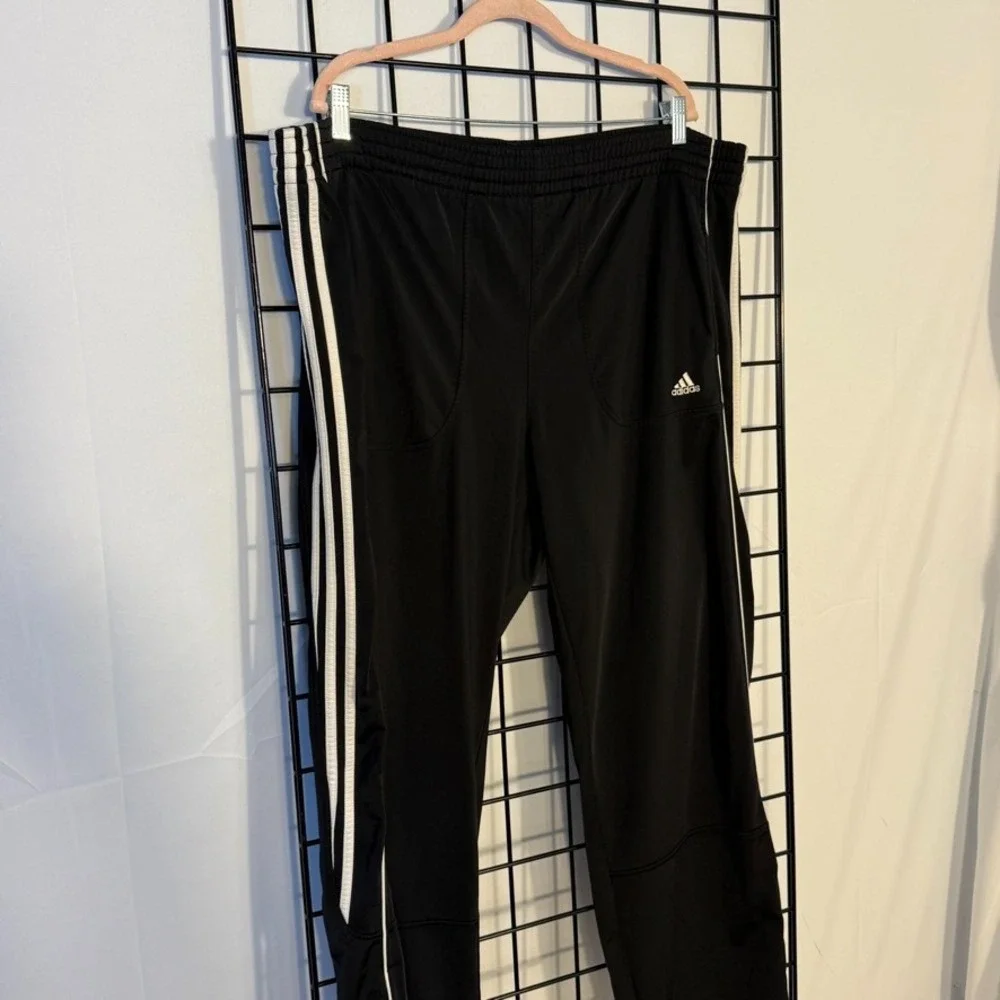 Vintage Adidas Track Pants Mens XL Black 3 Stripes Athleisure Zip Ankles‎ Y2K
